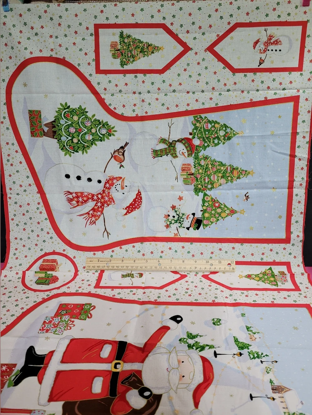 Jolly St Nick Stocking Makower UK Fabric Panel 100% Cotton #129 (0786)